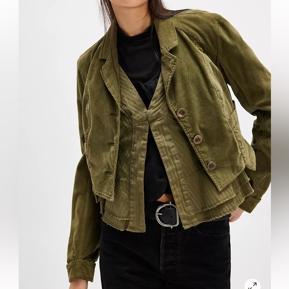 Free People Jackets & Blazers - Free People XL Orly Cord Heritage Utility Jacket in Olive Green